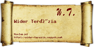 Wider Terézia névjegykártya
